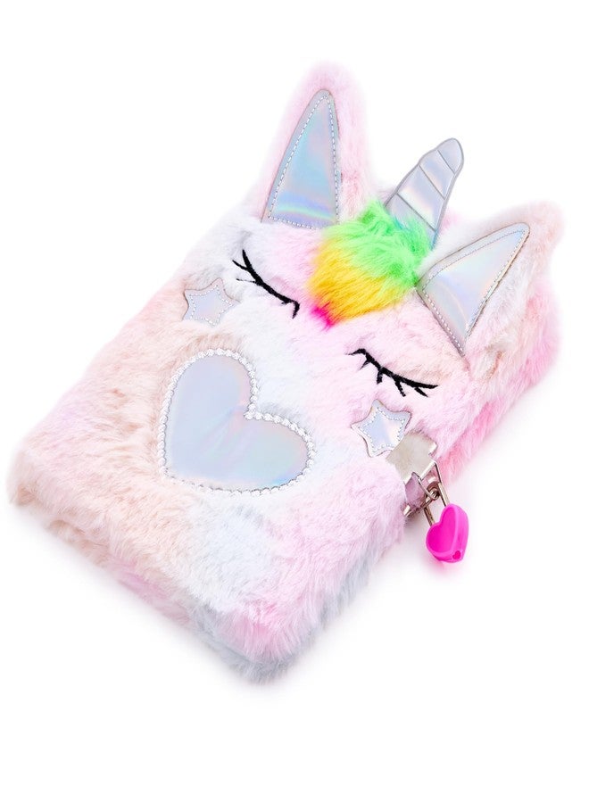 VOTUM Pink Unicorn Secret Diary Set - Bound Journal with Fluffy Pen, Lock & Key - Cute Furry Notebook for Girls, Kids, and Creative Writing - Image 3